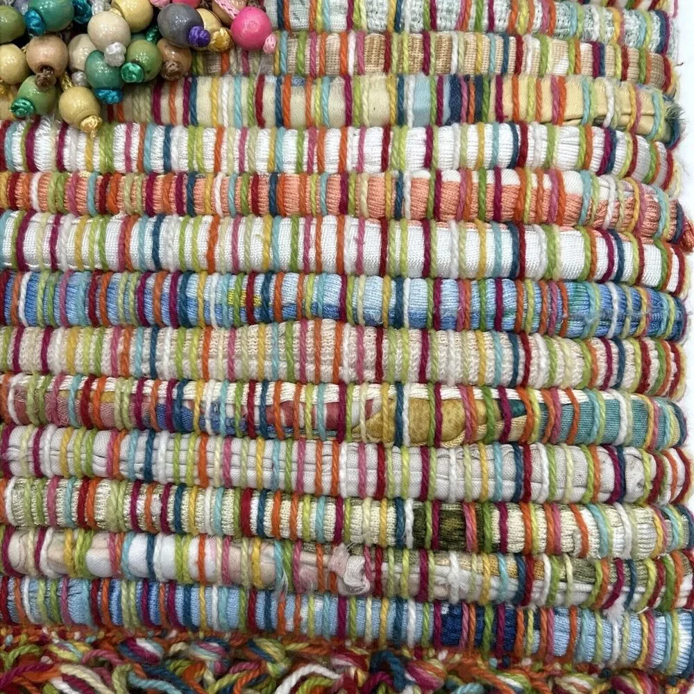 Handmade Lyn Jankowski boho Multicolored‎ fringe Beads Hippie handbag purse Snap